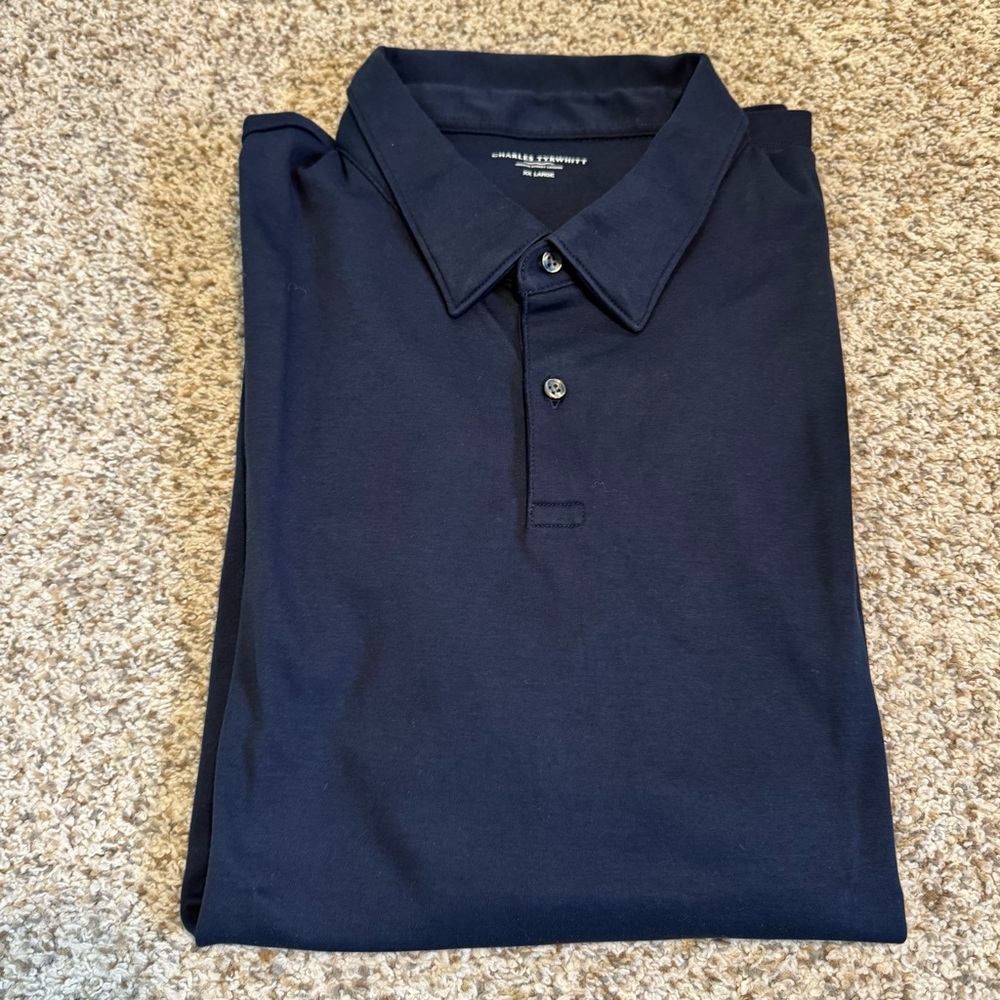 Charles Tyrwhitt Navy Blue Men's Polo Shirt - XXL